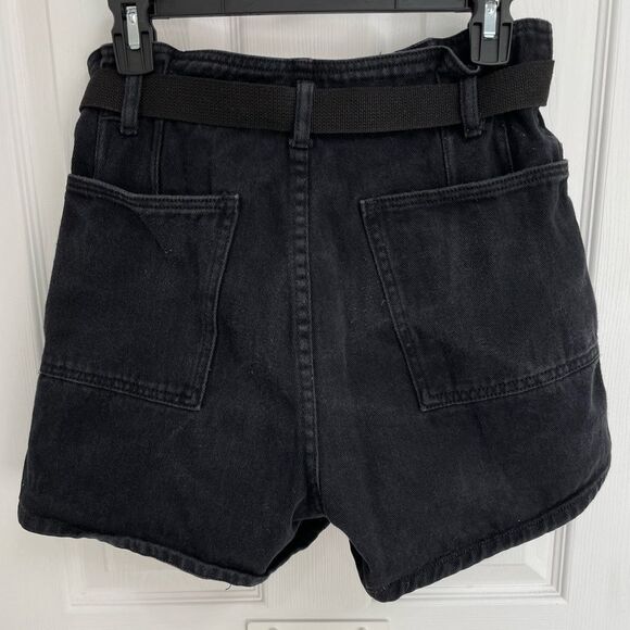 Unbranded Black High Waisted Denim Jean Shorts Seatbelt Belted Women’s Size S - Picture 2 of 5